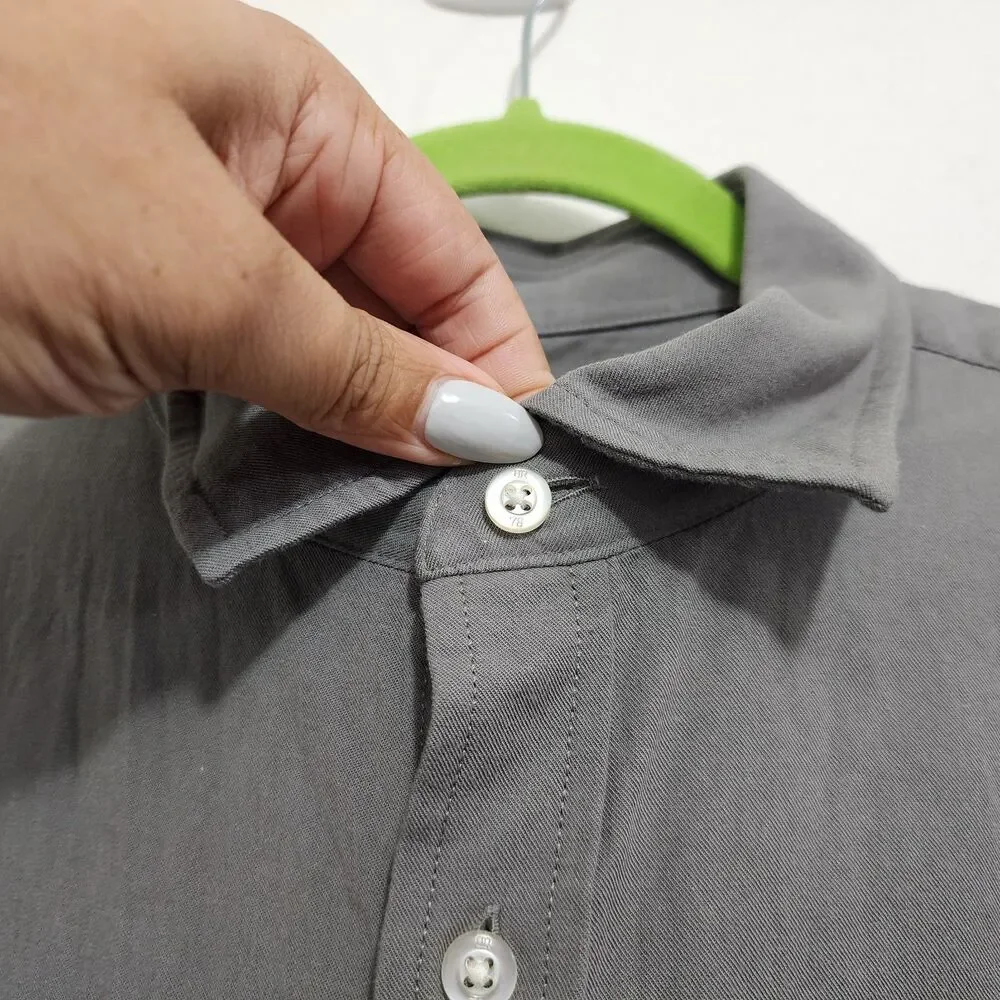 Banana Republic Untucked Slim Fit Shirt XL Long Sleeve Gray Cotton Button-up